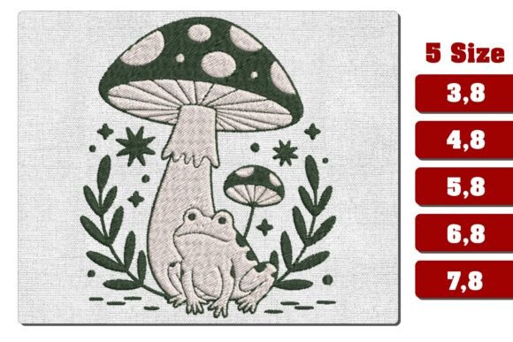 Cottagecore Frog and Mushroom Embroidery