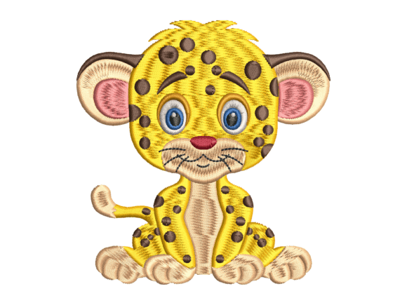 Cute Sitting Baby Leopard Embroidery: A Designer's Review