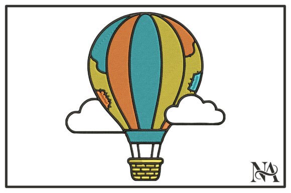 Hot Air Balloon Clouds Embroidery: A Whimsical Design for Craft Fair Appeal