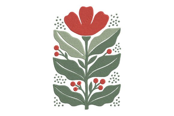 Red Flower Embroidery Design: A Seasonal Standout for Holiday Crafts