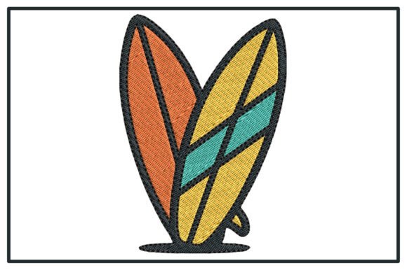 Retro Surfboard Summer Embroidery Design